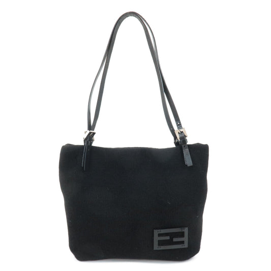 FENDI Wool Leather Tote Bag Shoulder Bag Black 26633  d