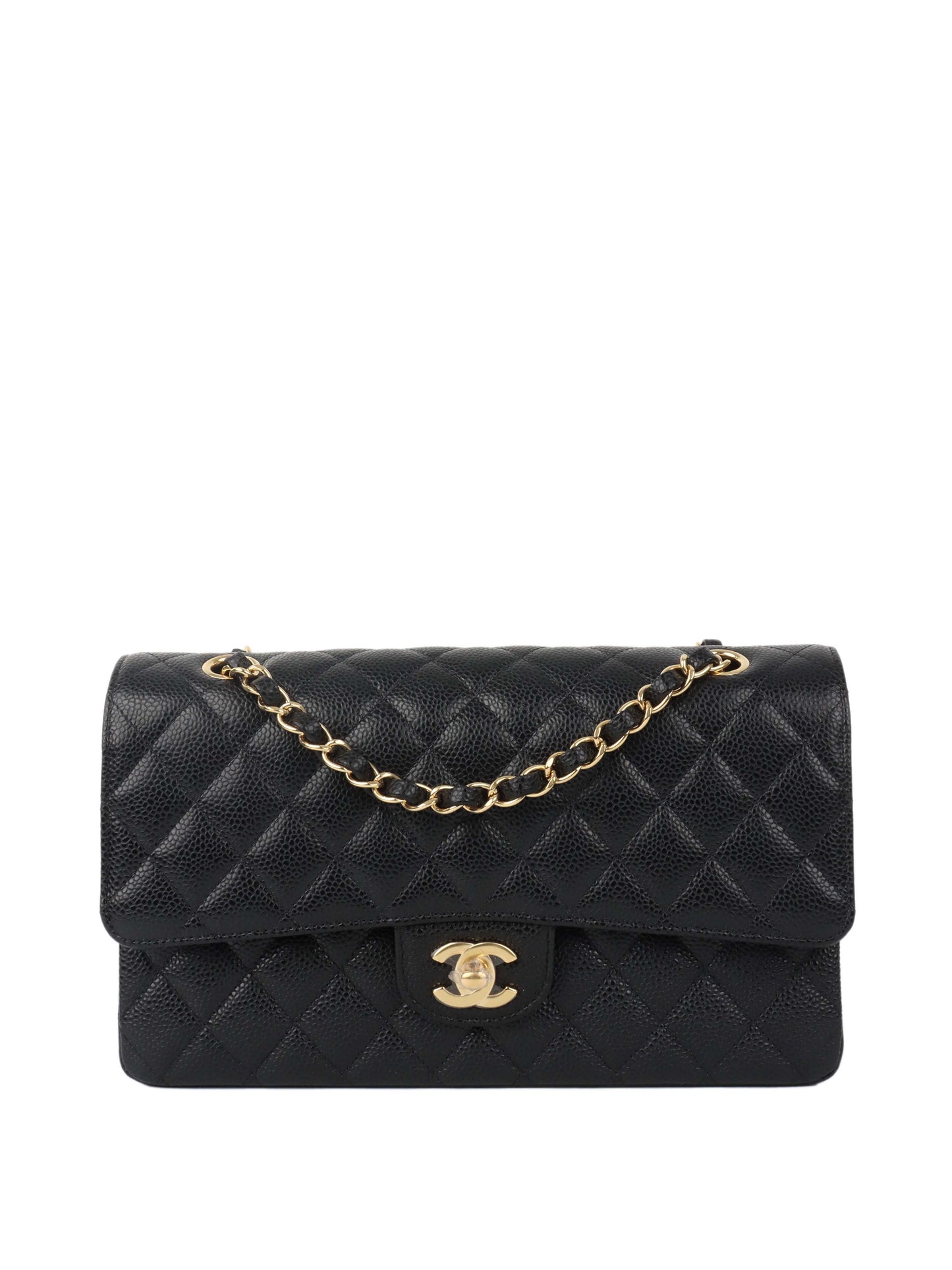 Chanel Black Medium Caviar Classic Flap GHW.