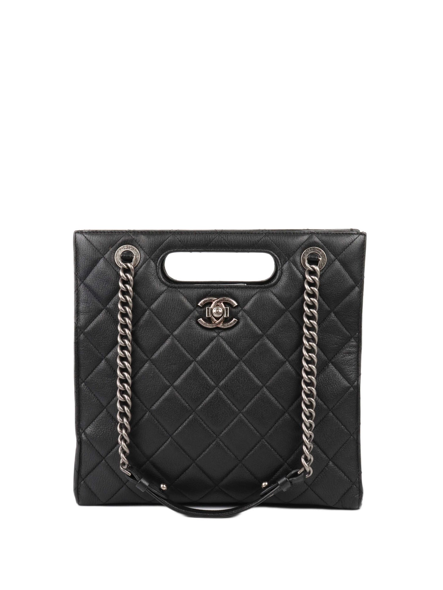 Chanel Black Caviar Quilted Leather Shopping Tote.
