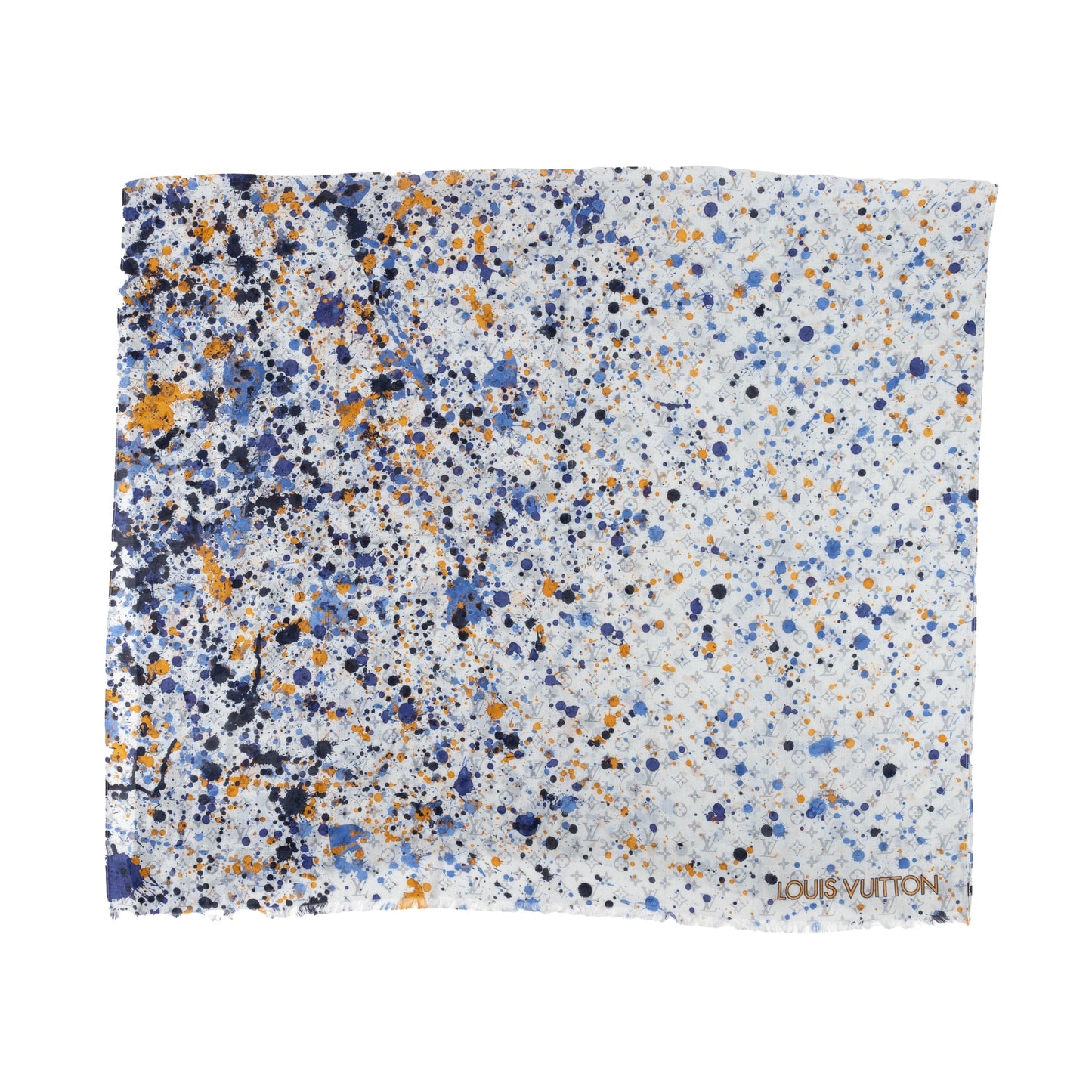 LOUIS VUITTON Louis Vuitton Silk Monogram Paint Splash Square Scarf