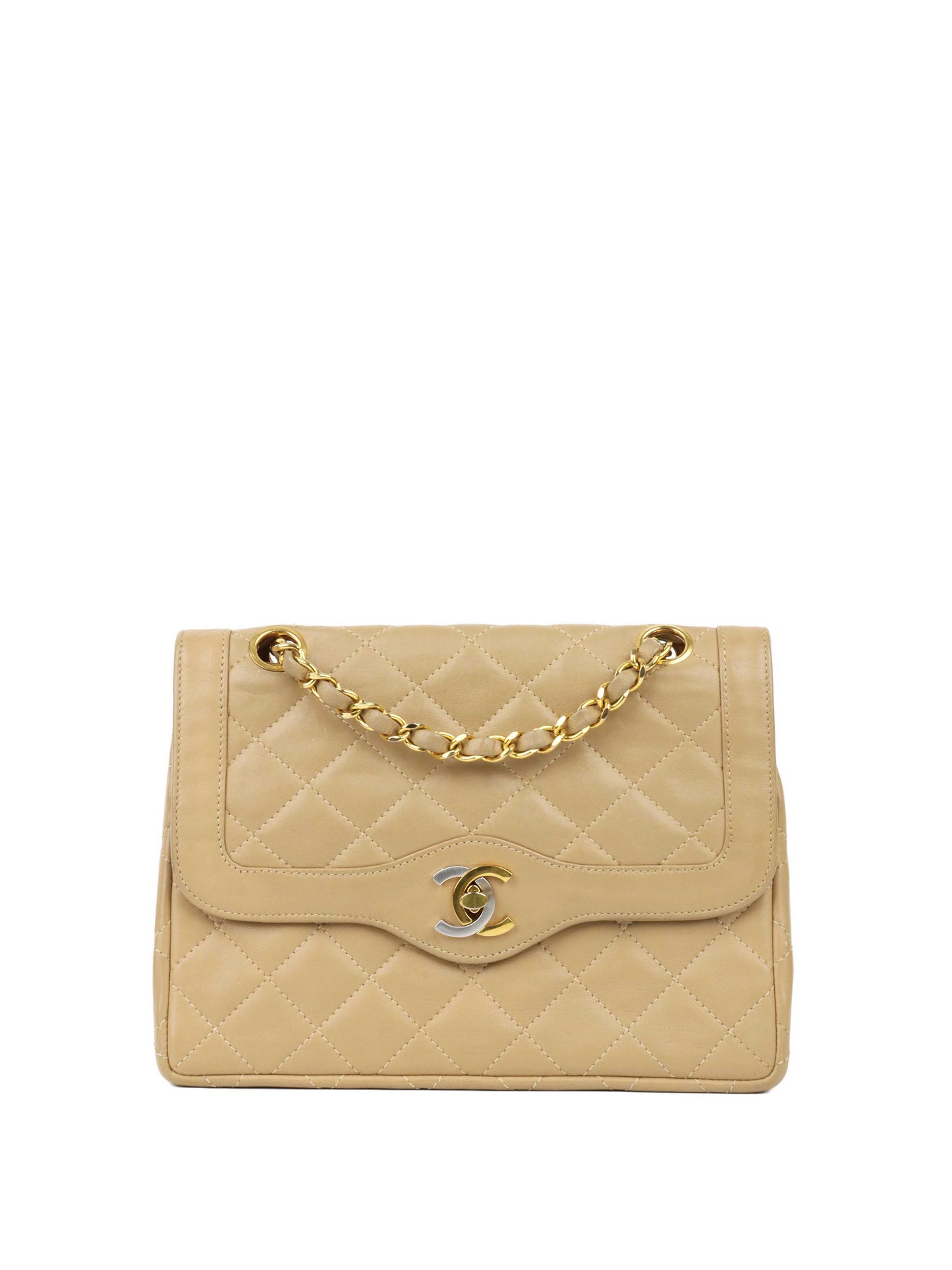 Chanel   Two Toned Beige Flap Bag.