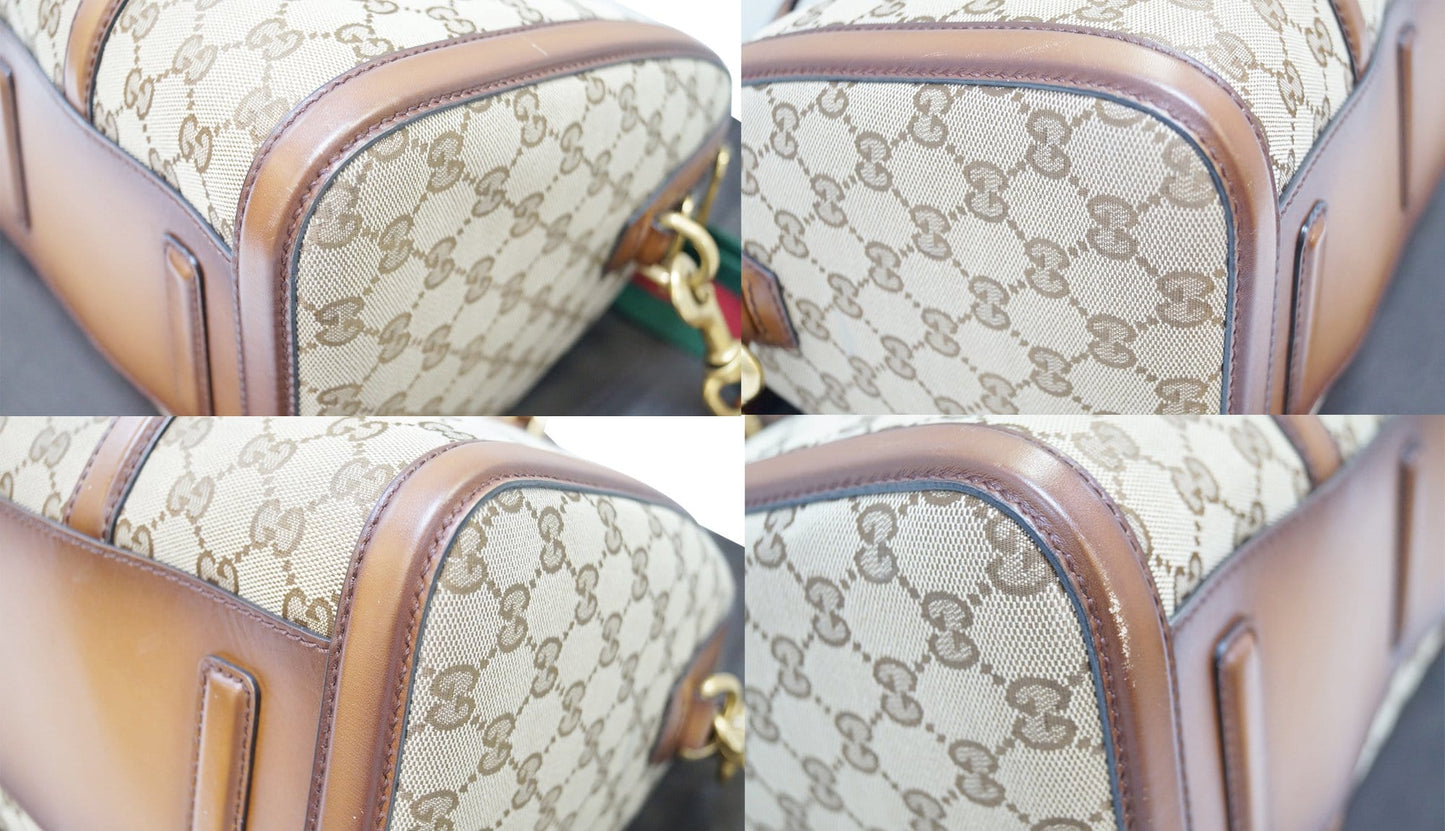 GUCCI Lady Web  GG Canvas Boston Bag 381044
