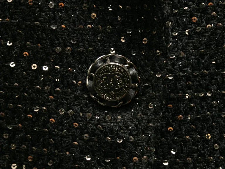 Black & Silver Chanel Cruise 2011 St. Tropez Tweed Blazer Size FR 48