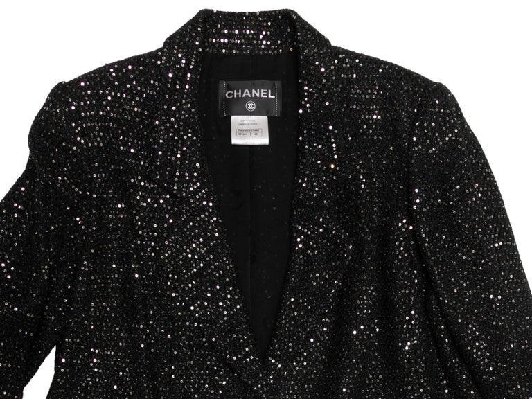 Black & Silver Chanel Cruise 2011 St. Tropez Tweed Blazer Size FR 48