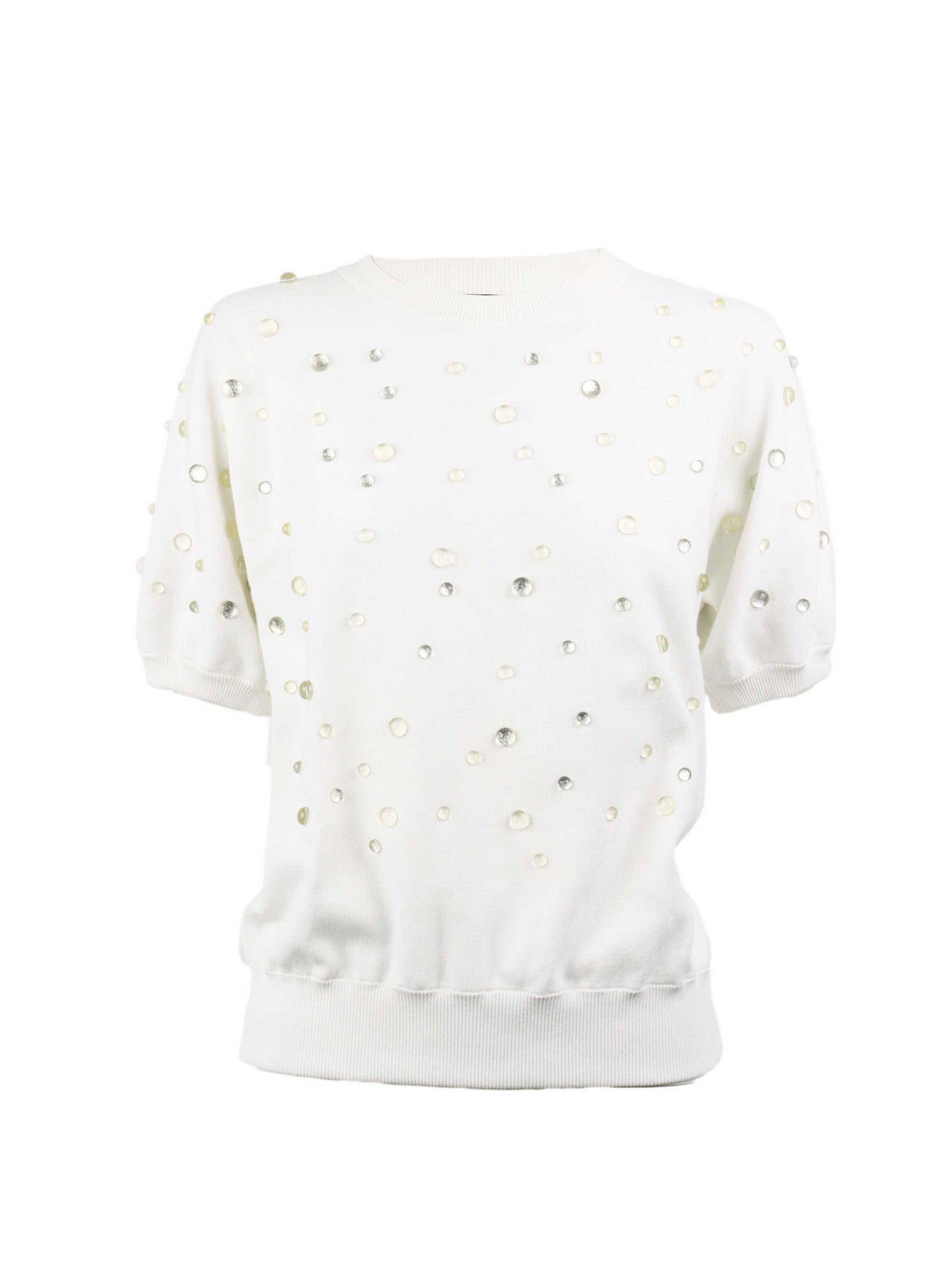 Chanel White Bubble Short Sleeve Top.