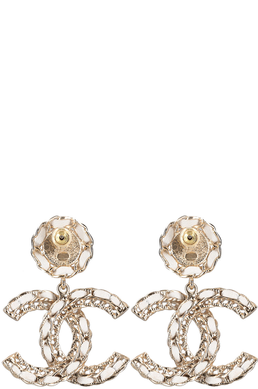 CHANEL CC Earrings White