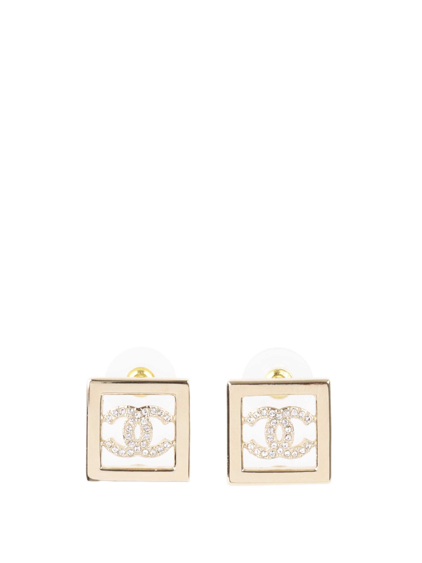Chanel Gold Square Earrings.