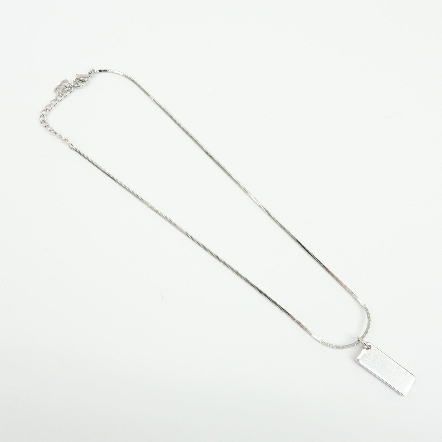 Christian Dior Logo Trotter Metal Necklace Pink Silver