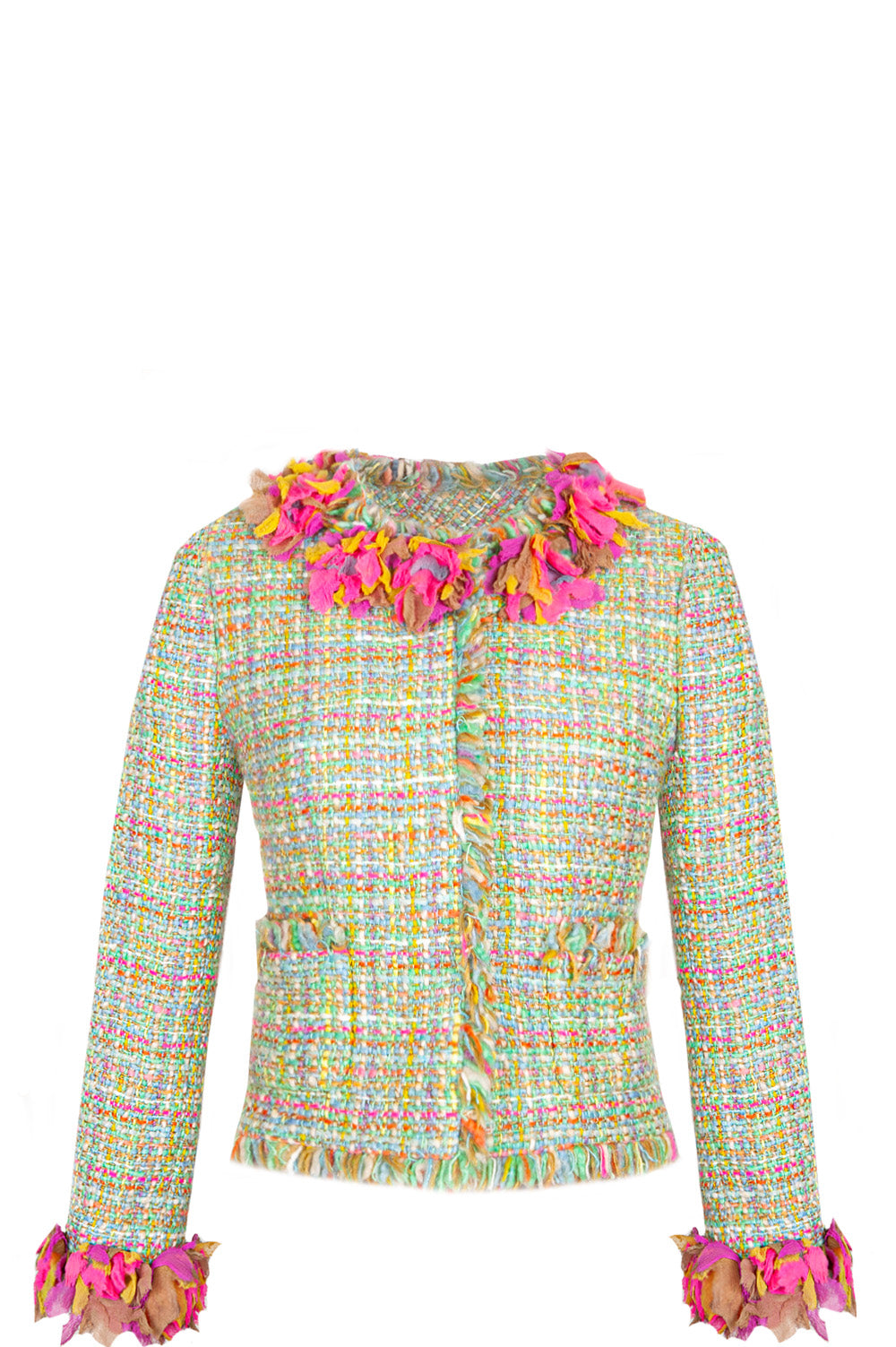 CHANEL Jacket Multicolor Tweed Green 01A