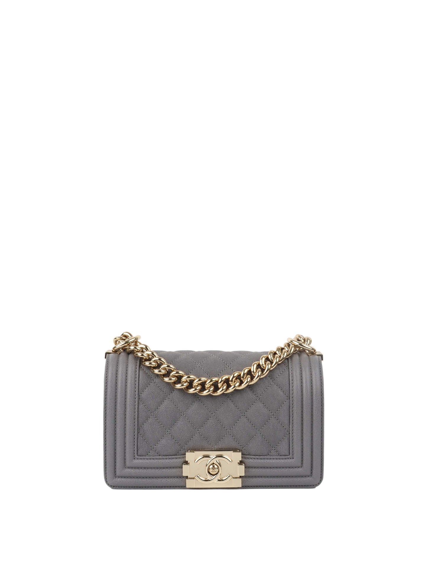 Chanel Small Caviar Grey Boy Bag LGHW
