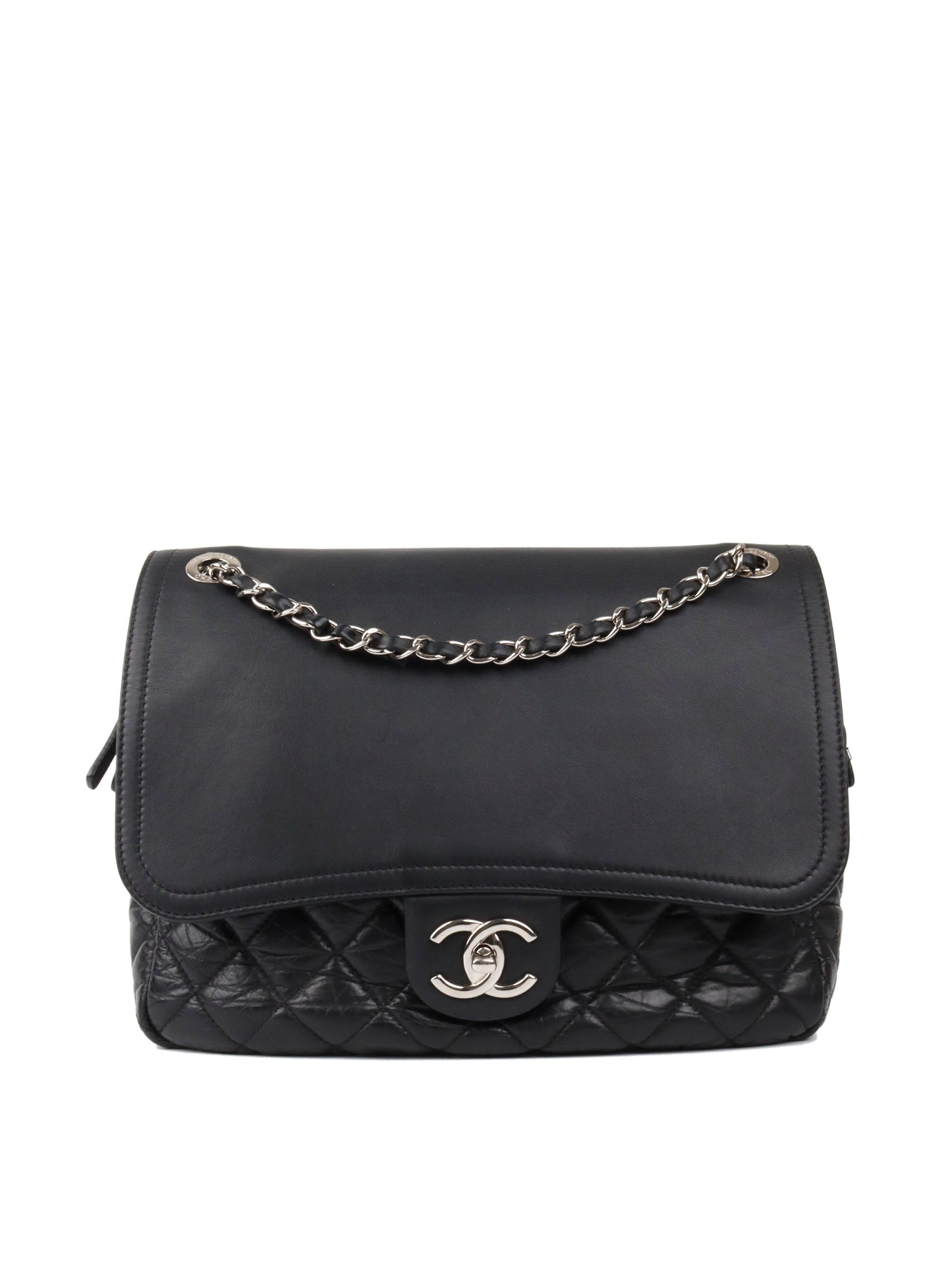 Chanel Black Wrinkled Quilted Flap Bag