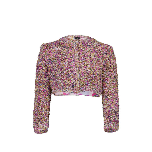 Chanel 21p Size 34 Cardigan Cotton/Silk/Pearl Purple/Multicolour
