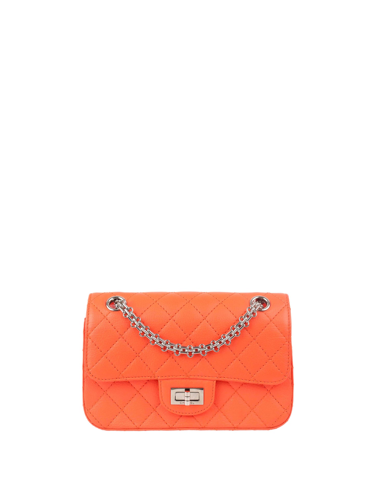 Chanel Small Bright Orange 2.55 Bag SHW.