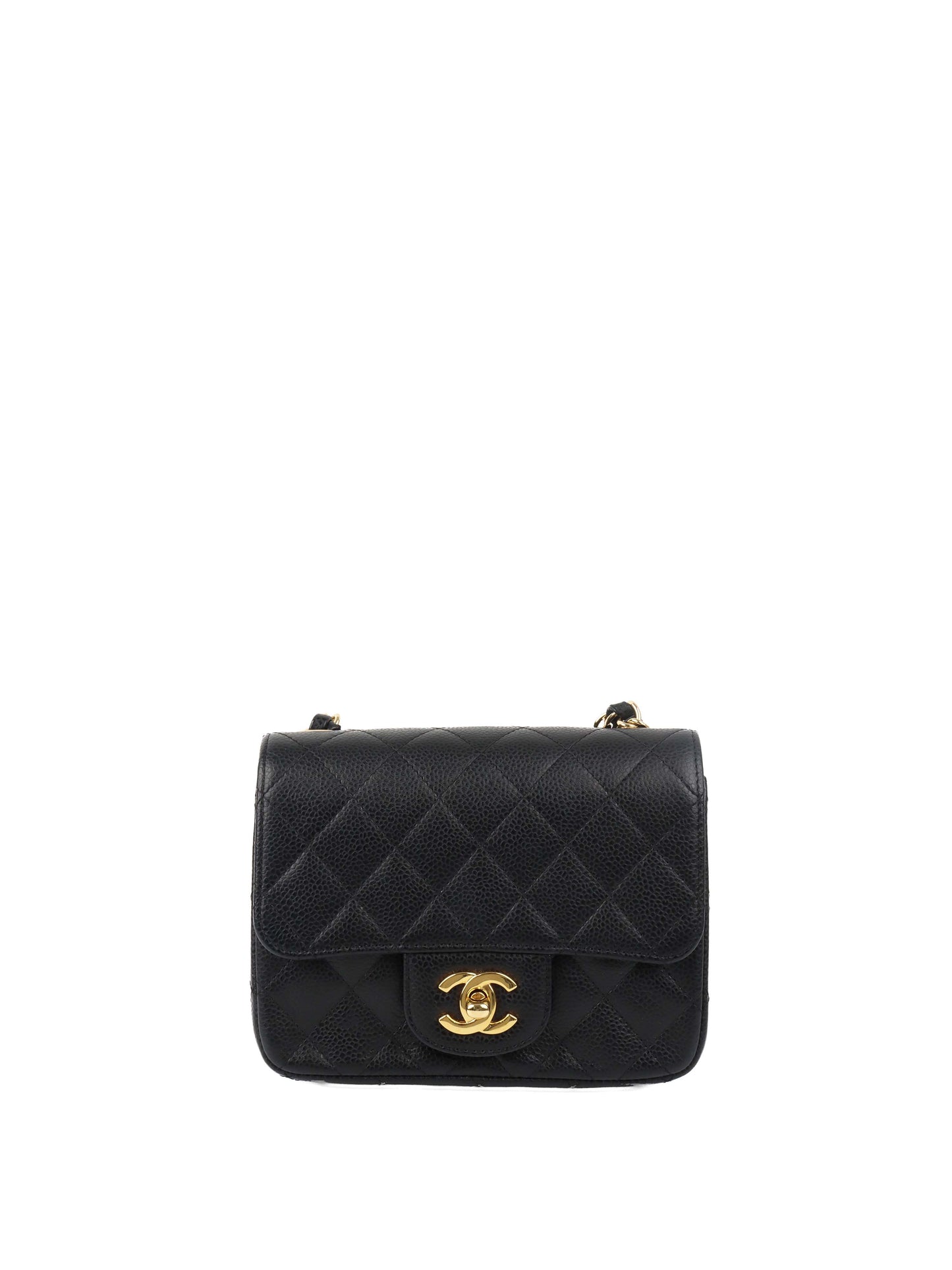 Chanel Black Mini Caviar Square Flap Bag.