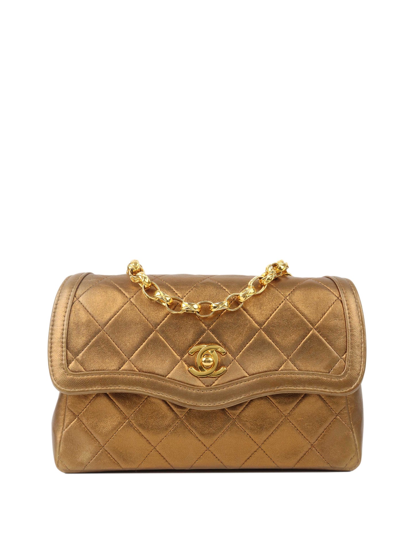 Chanel Gold Matellic   Chain Bag.