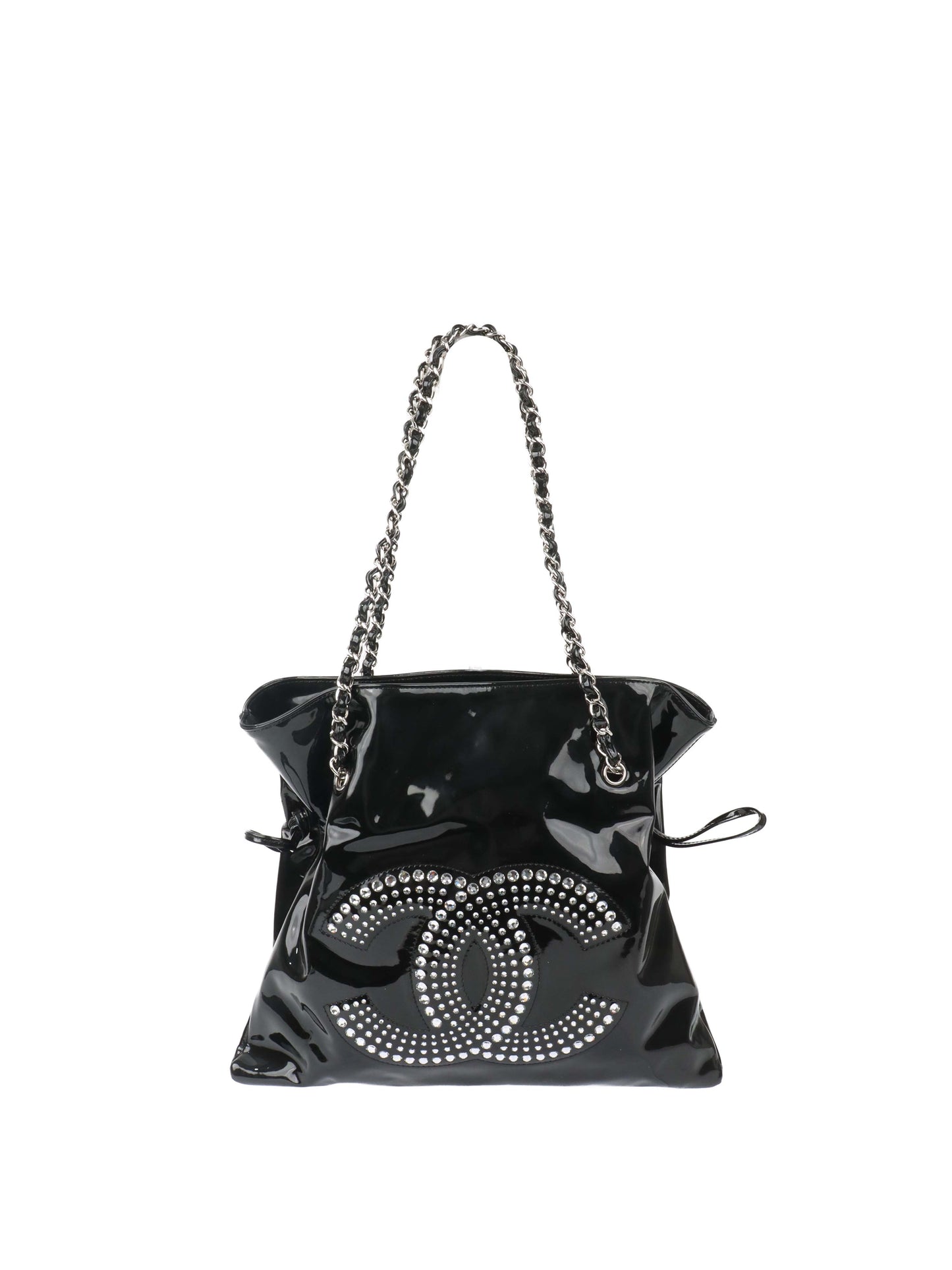 Chanel Black Strass CC Bonbon Chain Tote with Enamel Coco Mark.