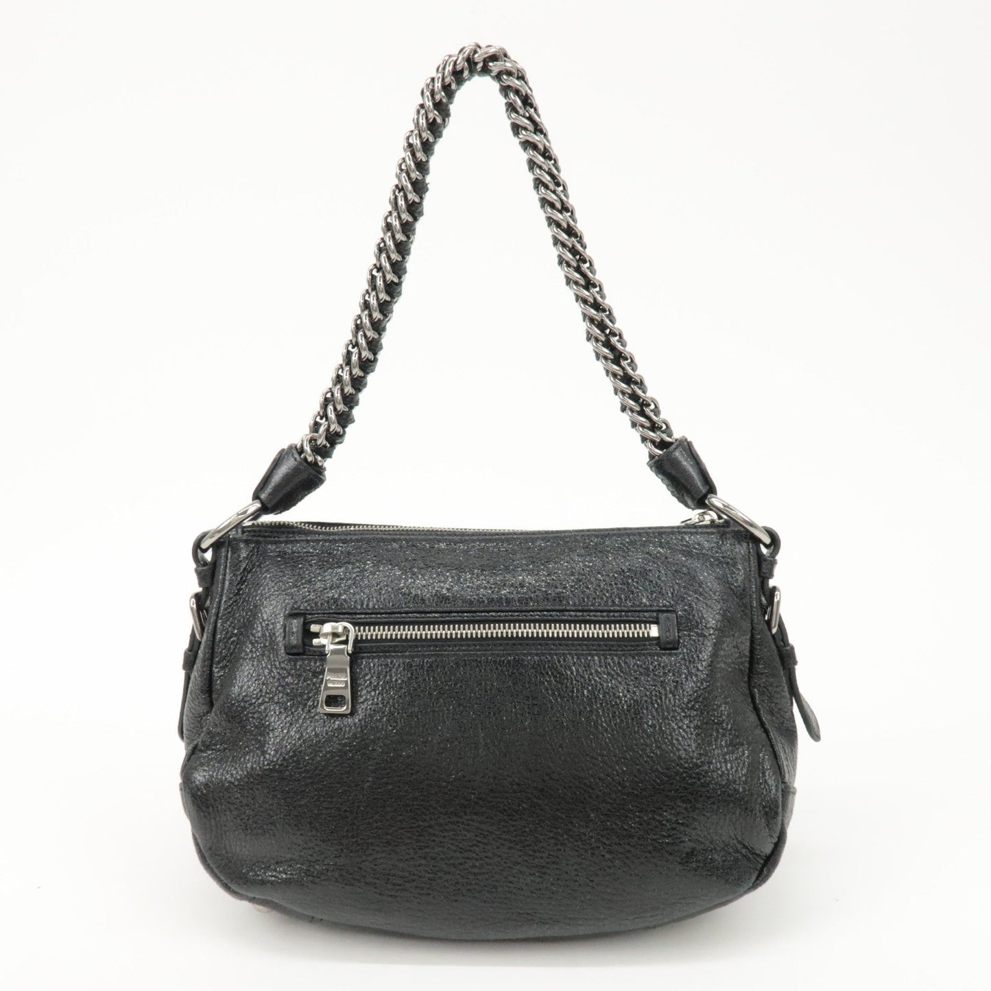 PRADA Logo Leather Chain Shoulder Bag Hand Bag Black BR4370  d