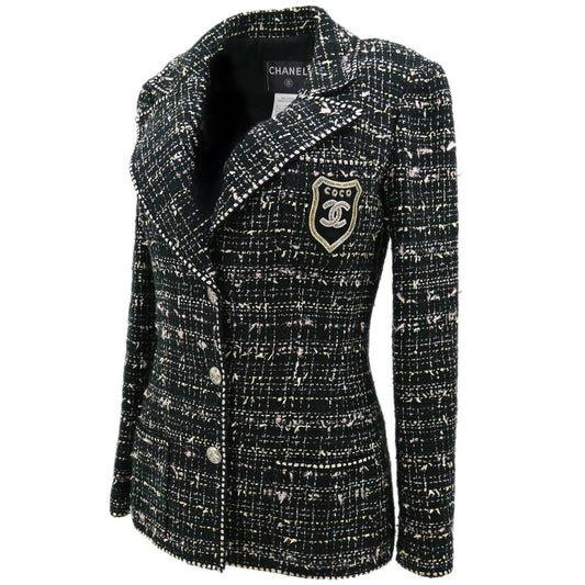 Chanel 2005 Emblem Single Breasted Jacket Black #38