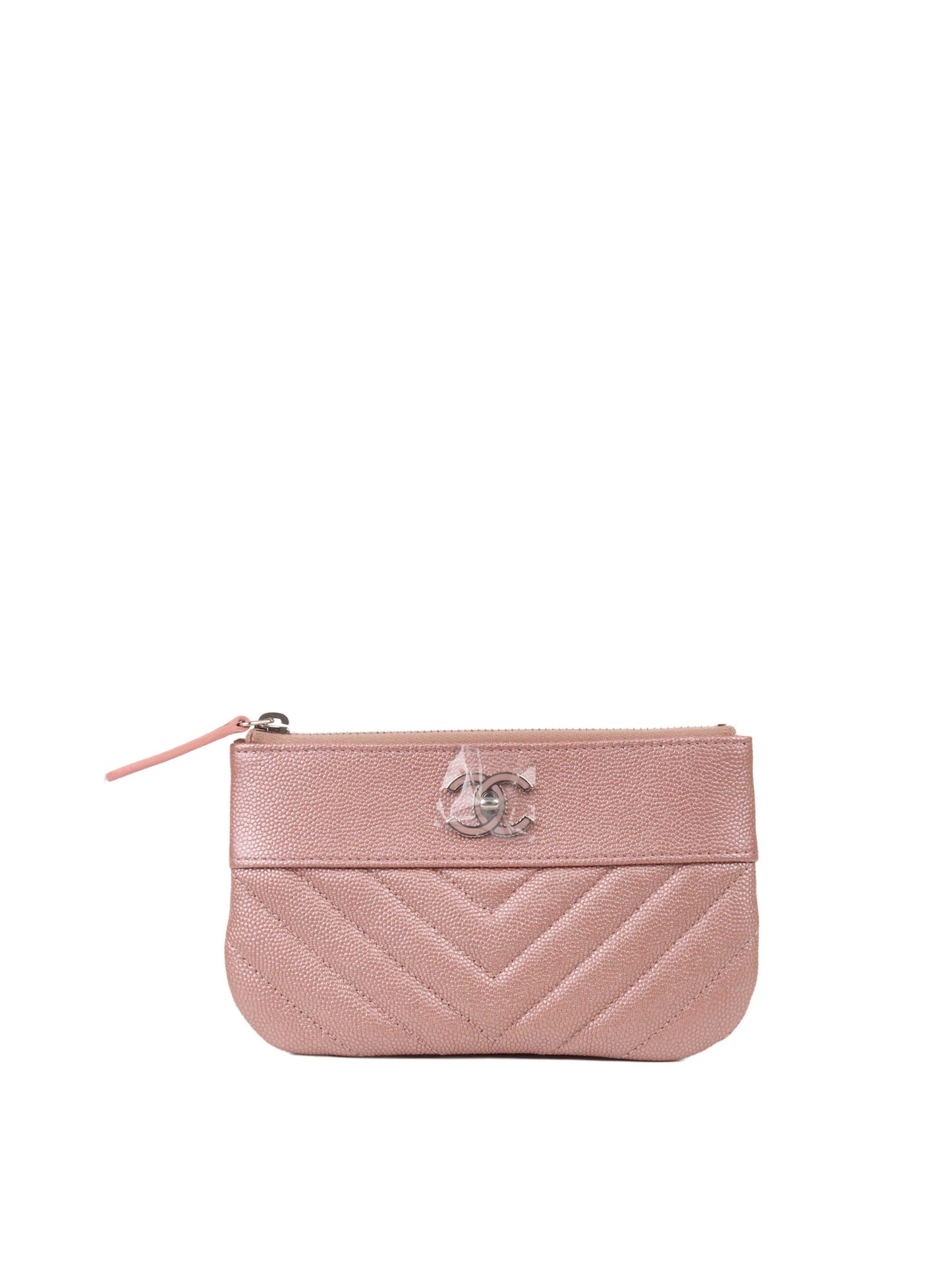 Chanel Pink Zip Mini Pouch with SHW.