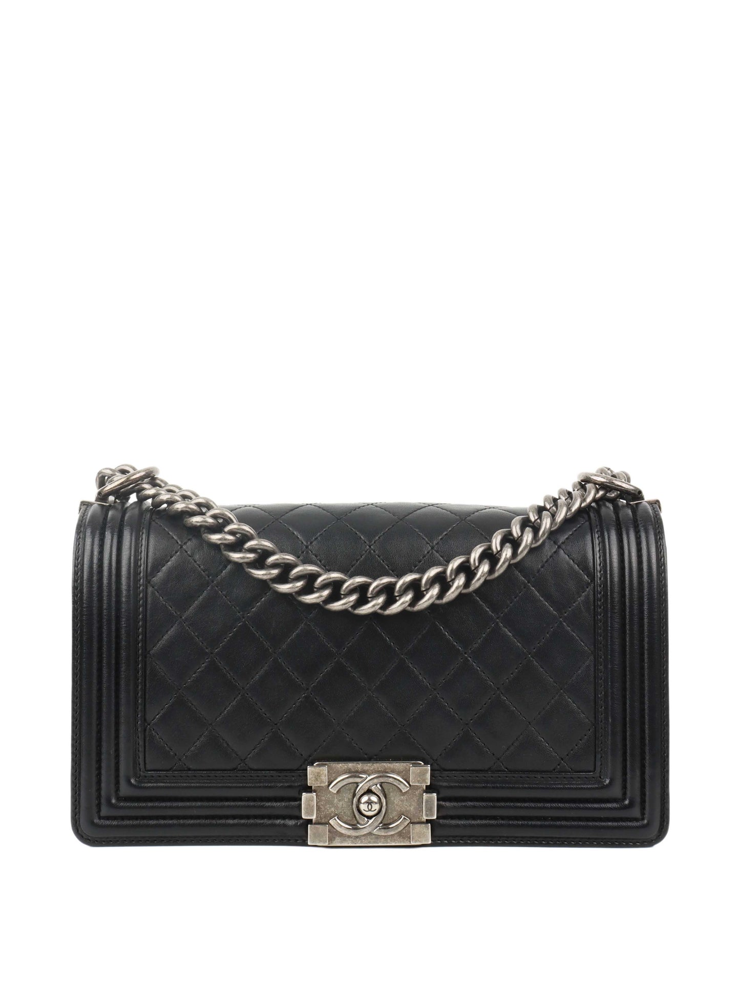 Chanel Black Medium Lambskin Boy Bag.