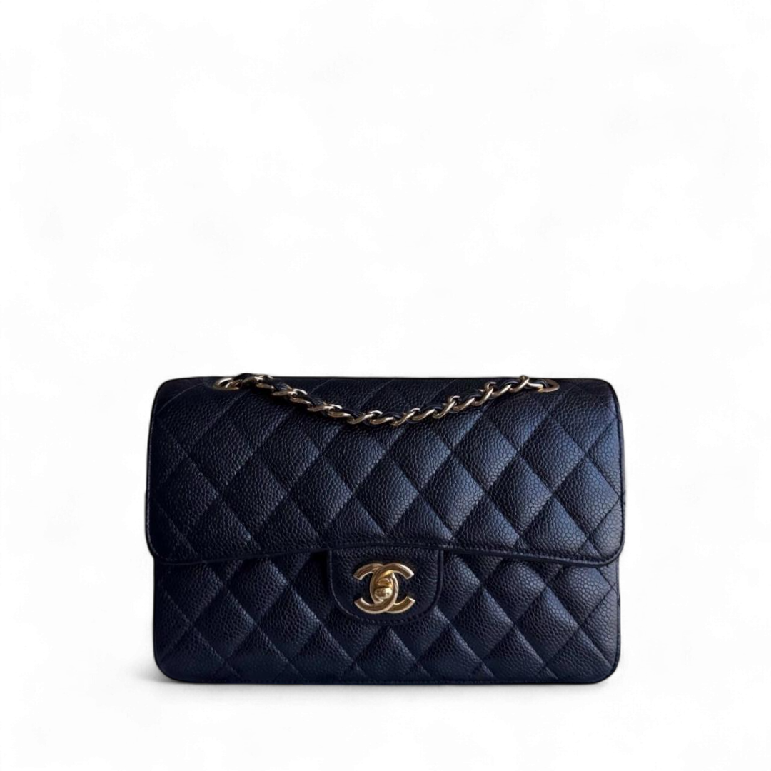 Chanel Classic Flap Small - Caviar 23CM Quilted Grained Calfskin Black Gold Hardware Series 15