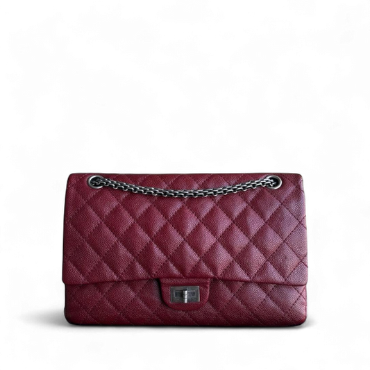 Chanel 2.55 Reissue 226 - Caviar Quilted Grained Calfskin Burgundy Dark Red Ruthenium Silver Hardware Series 14