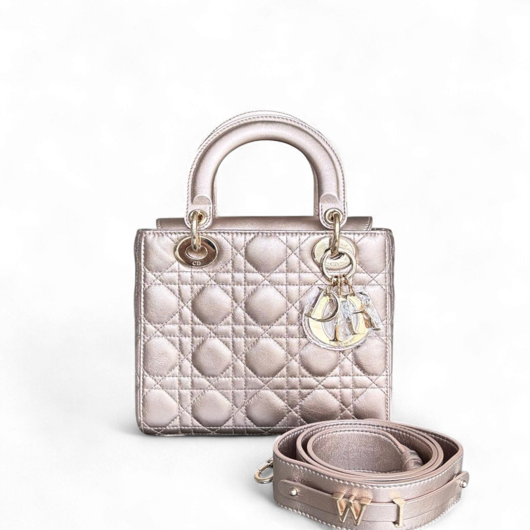 Dior Lady Small Flap ABC - Cannage Calfskin Rose Gold Metallic Gold Hardware MyABC