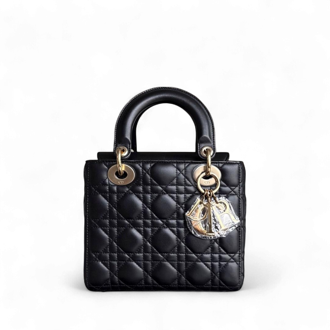 Dior Lady Small Flap - Cannage Lambskin Black Gold Hardware NO STRAP
