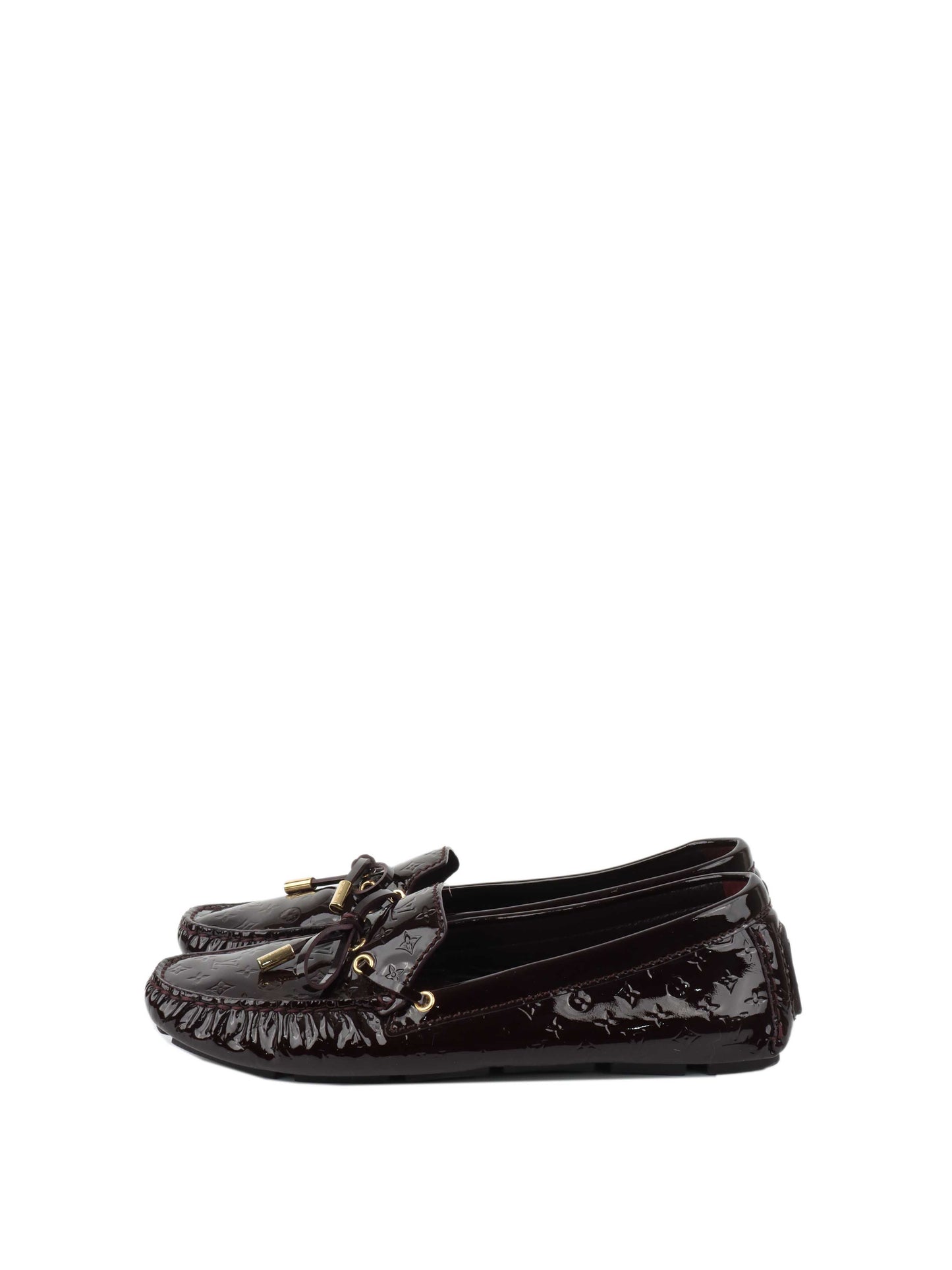 Louis Vuitton Burgundy Patent Leather Oxford Loafers.
