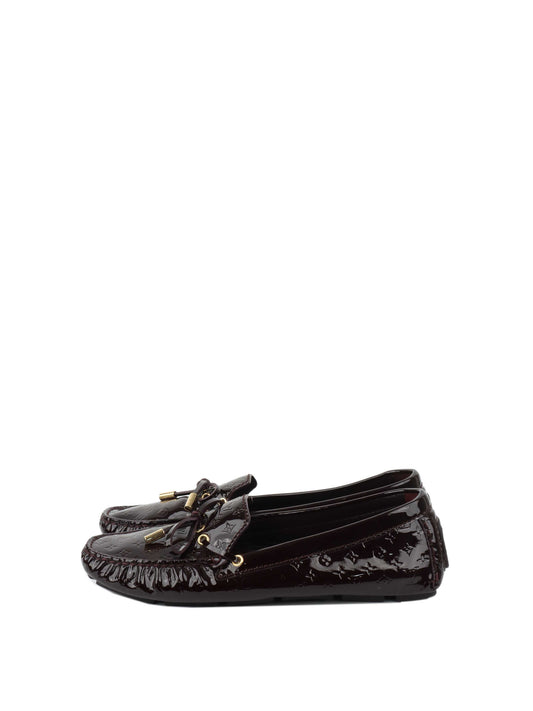 Louis Vuitton Burgundy Patent Leather Oxford Loafers.