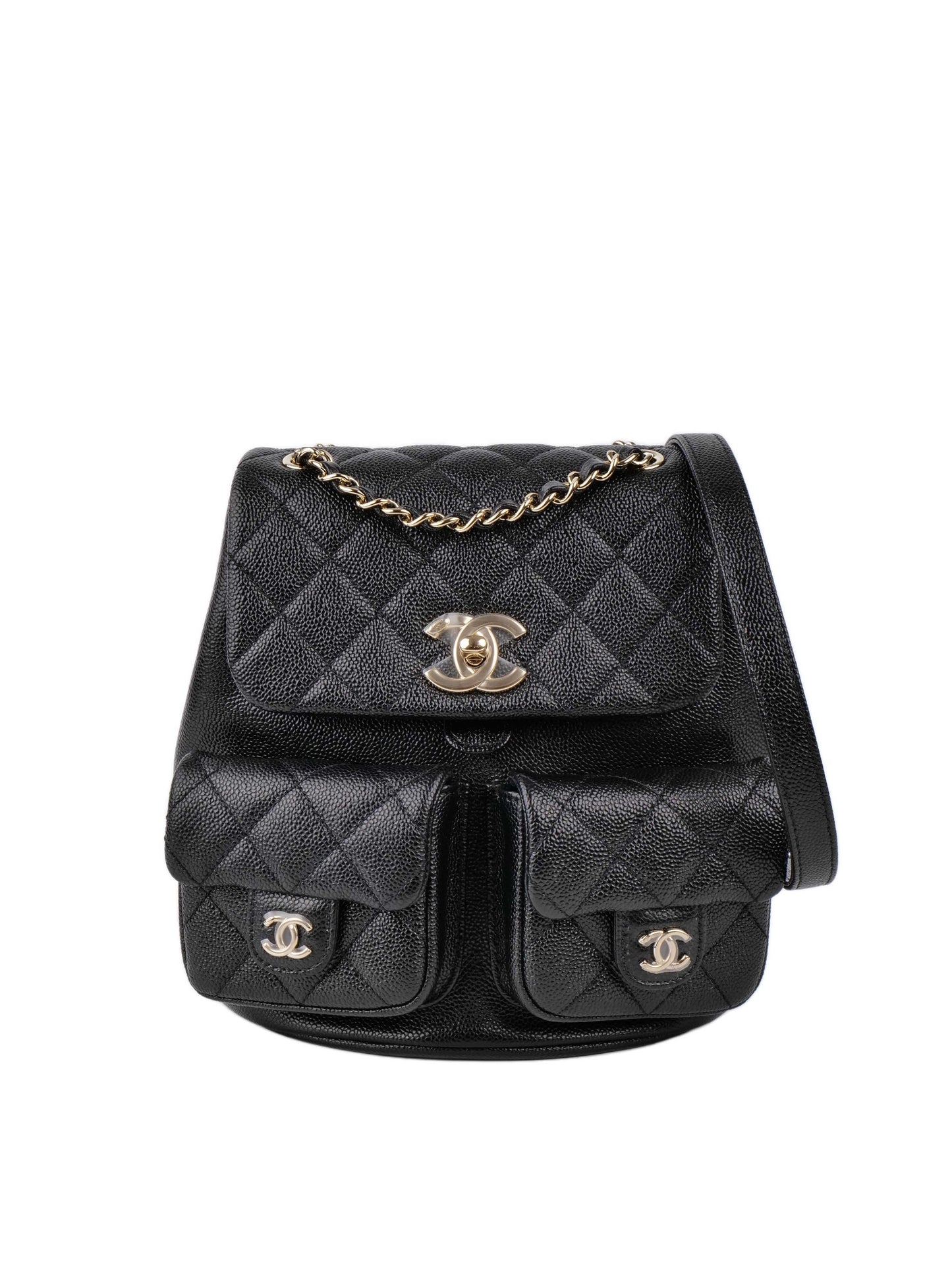 Chanel Black Caviar Duma Backpack.