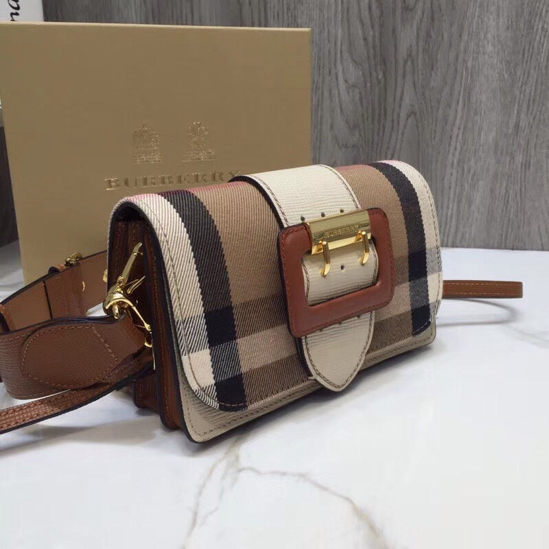 Top Quality The Small Buckle Bag In Ho Check Beige For Women, Bags 7.5in/19cm