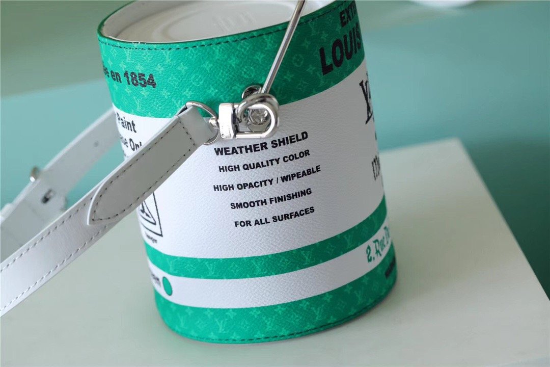 Top Quality Paint Can Coated Canvas By Virgil Ablohs Green For Women, Womens Bags, Shoulder And Crossbody Bags 6.7in/17cm Top Quality M81592
