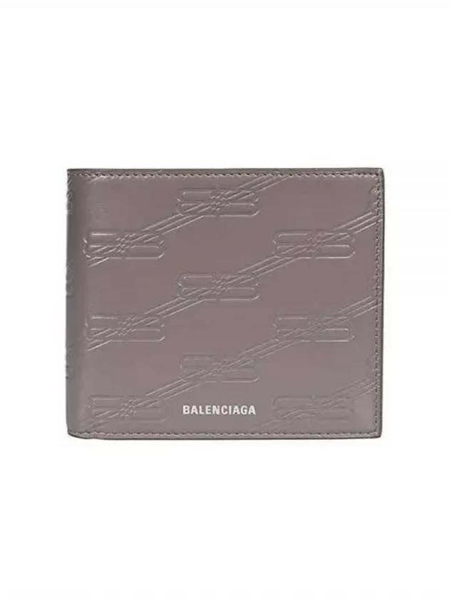 Luxury Balenciaga Trending 2025 BB Monogram Box Half Wallet Grey