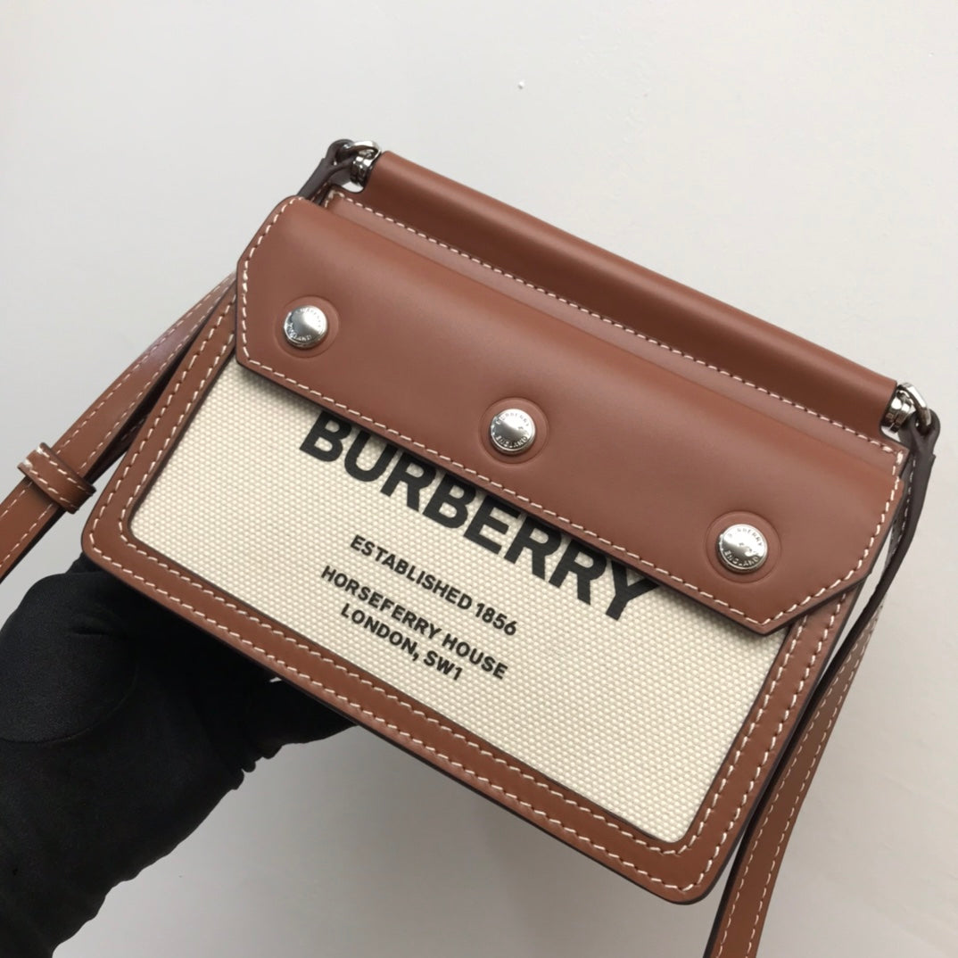 Top Quality Mini Horseferry Print Title Bag With Pocket Detail Malt Brown For Women, Bags 7.5in/19cm 80146111