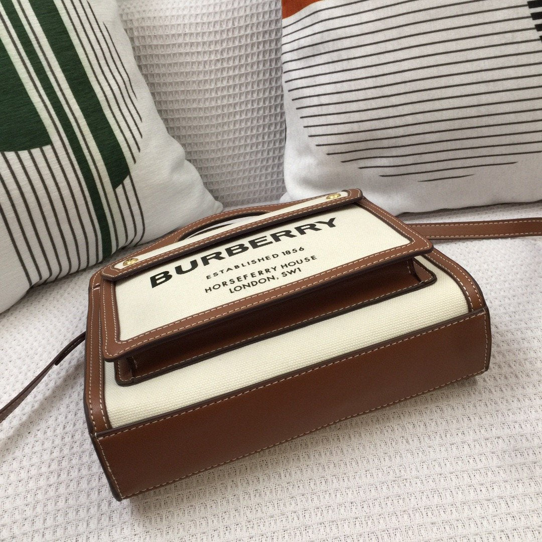 Top Quality Mini Two-tone Canvas And Pocket Bag Brown For Women, Bags 10.4in/26.5cm 80393611