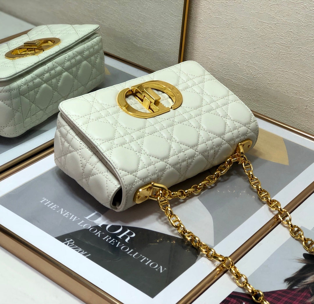 Top Quality Small Caro Bag, White, For Women Womens Handbags, Shoulder Bags, Crossbody Bags, 20cm CD M9241UWHC_M35U