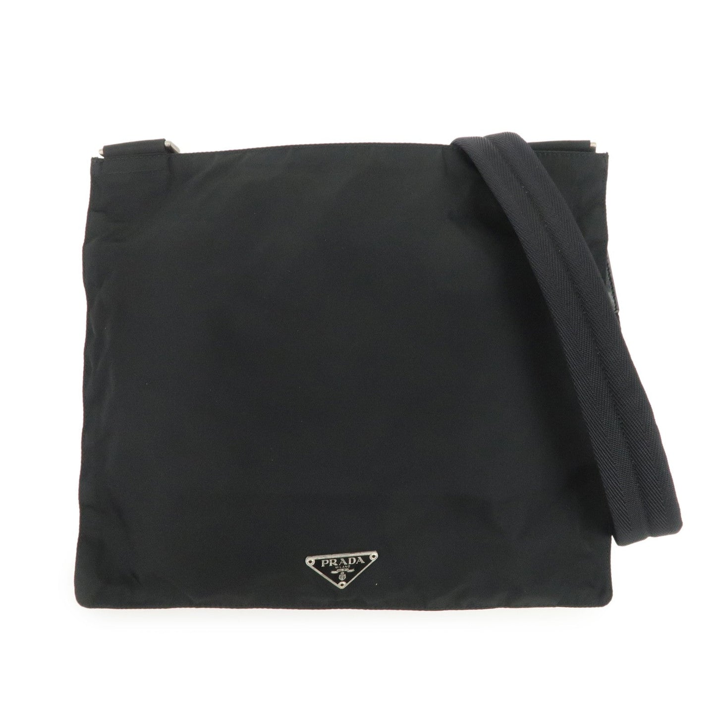 PRADA Triangle Logo Nylon Leather Shoulder Bag Crossbody Bag Black