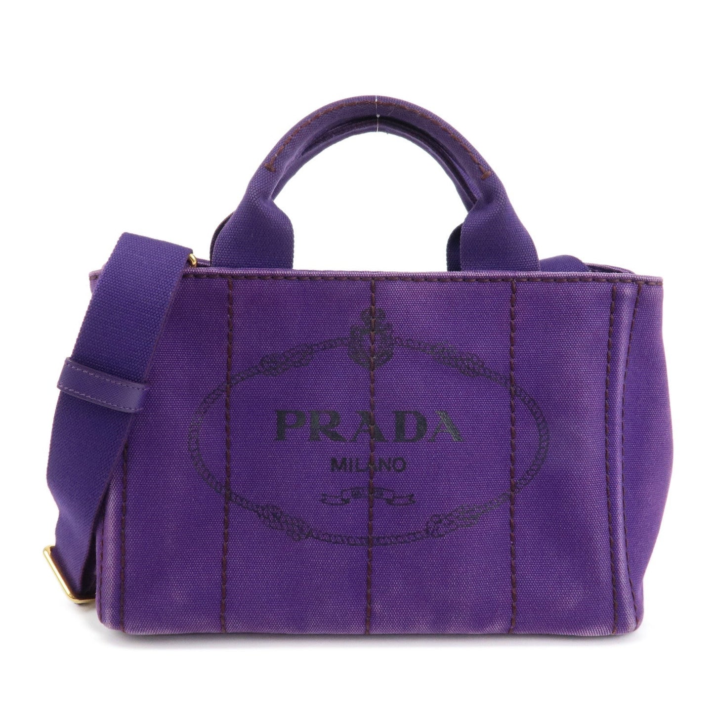PRADA Logo Canapa Mini Canvas 2Way Tote Shoulder Bag Purple BN2439  d