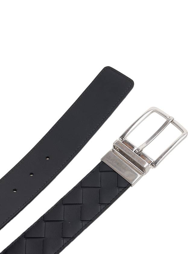 Luxury Bottega Veneta Men's Intrecciato Leather Belt Black