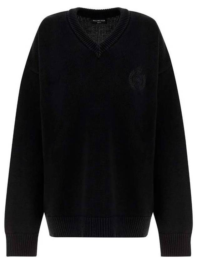 Luxury Balenciaga Trending 2025 Men's Back Logo V-Neck Knit Top Black