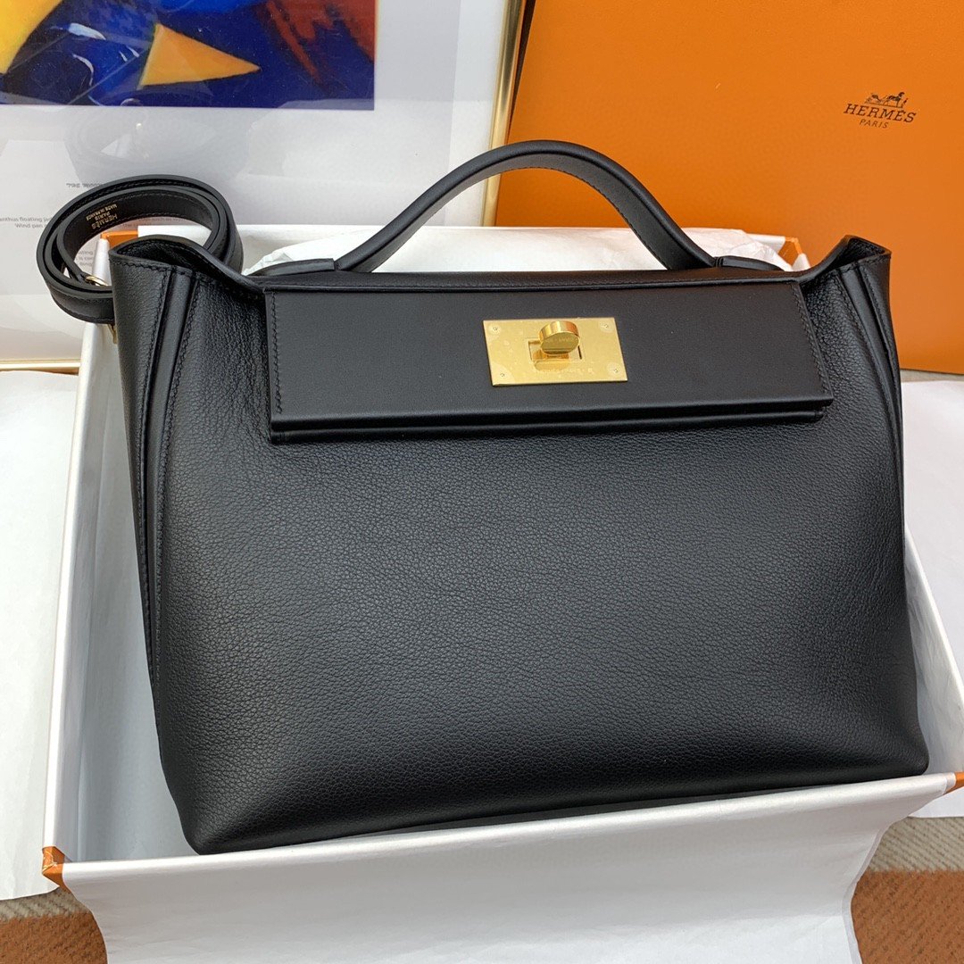 Top Quality 24/24 Clemence Swift Black For Women, Handbags, Shoulder Bags 11.4in/29cm