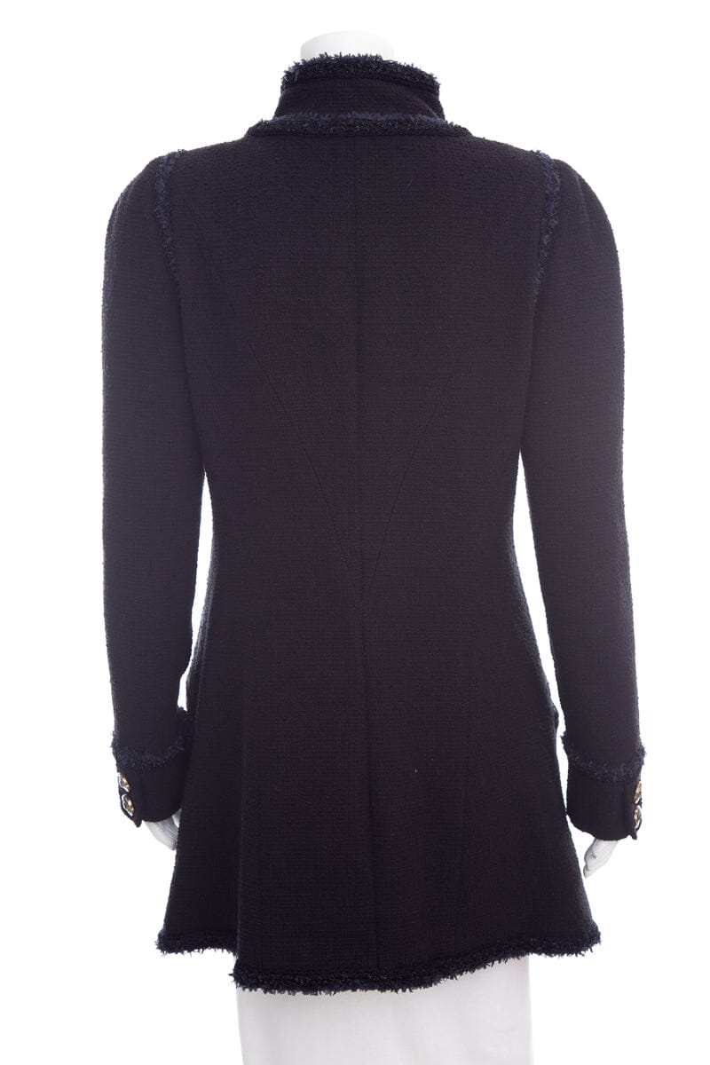 Chanel Black Tweed Button Up Jacket  SZ 44