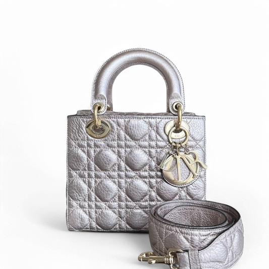 Dior Lady Small Flap - Quilted Calfskin Metallic Gold Hardware