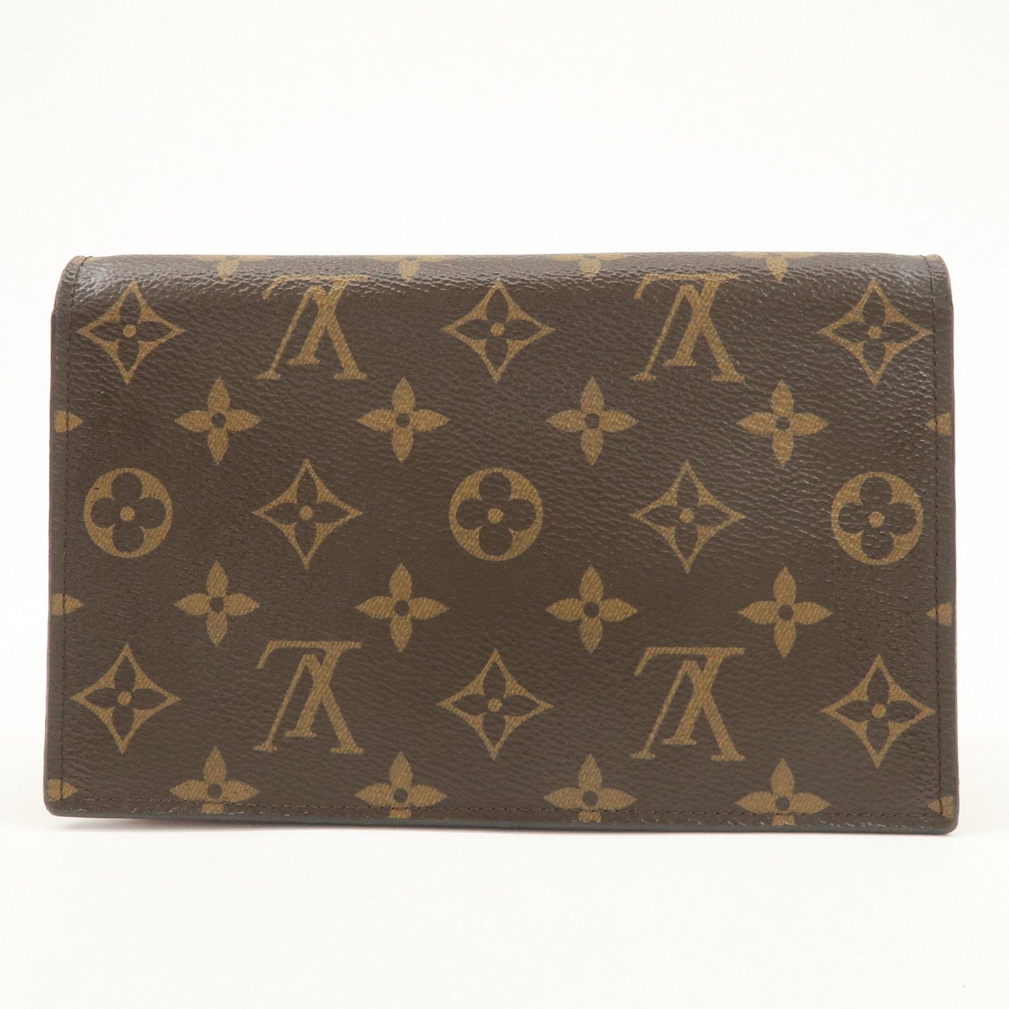 Louis Vuitton Monogram Leather Portefeuille Flore Chain Wallet Brown Pink M69578  d