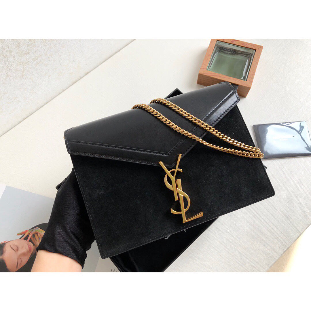 YSSL Cassandra Medium Chain Bag Black For Women 8in/22cm YSL 5327500SX0W1000