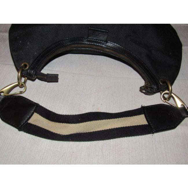 Gucci   Black Canvas And Leather With A Tan And Black Canvas Striped