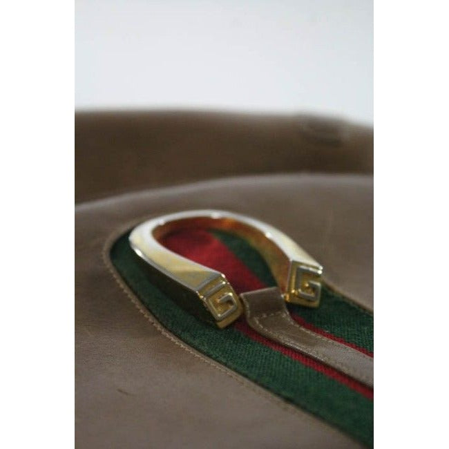 Gucci   Tan Medium Brown Leather With Red Green Center Stripe