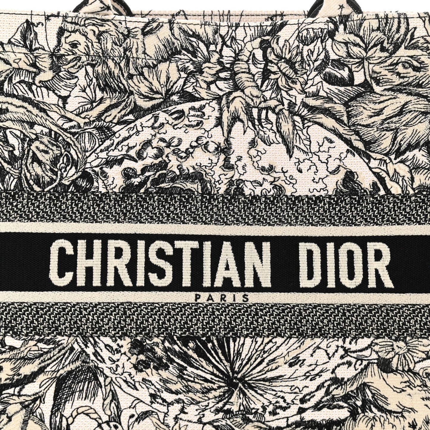 Christian Dior Canvas Embroidered Large Zodiac Book Tote Latte Multicolor
