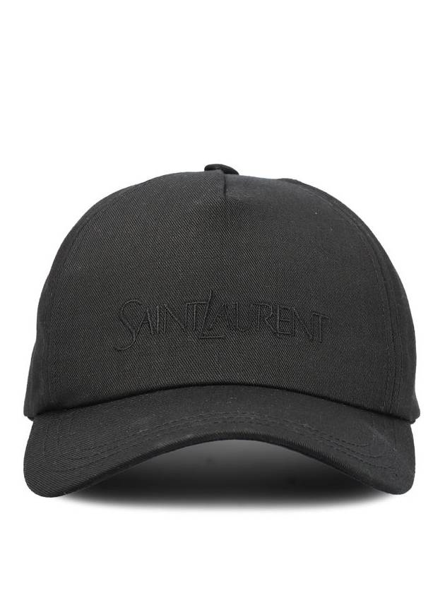 Luxury Saint Laurent Trending 2025 Embroidered Logo Gabardine Weave Cotton Ball Cap Black